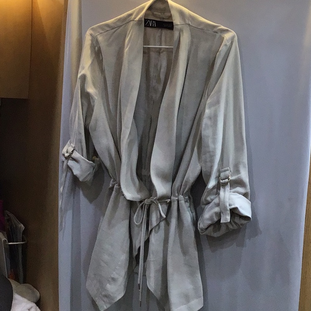 Zara top roll sleeves drawstring waist size l